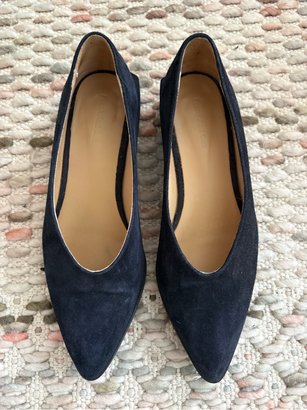 Frank & Oak Navy Pointed-Toe Suede Flats